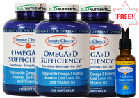 90 Day Starter Package – 3 Bottles of OmegA+D Sufficiency™ + FREE bottle of D-Sufficiency™
